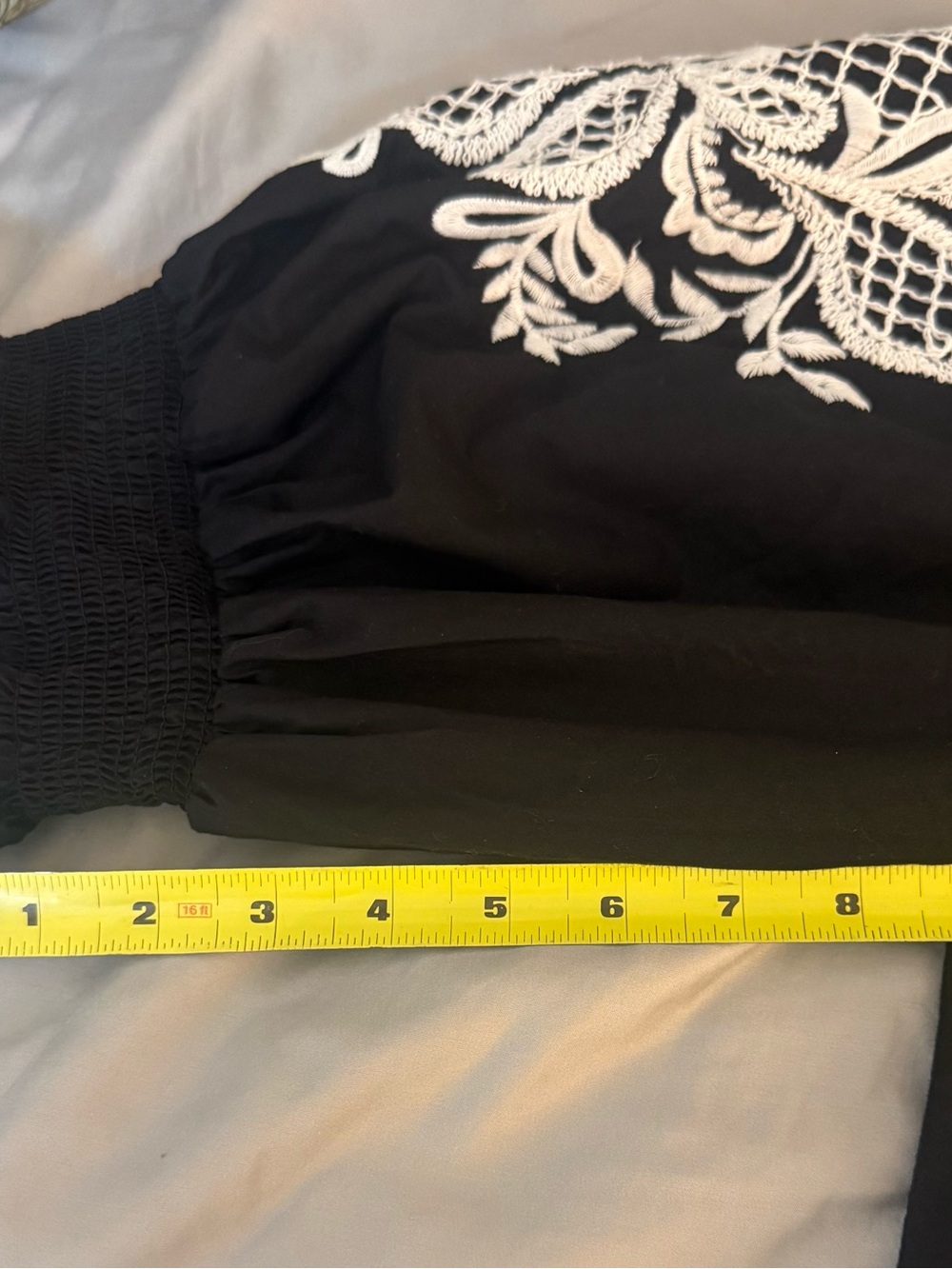 Maeve Black Peasant Top with White Embroidery - Picture 9 of 9